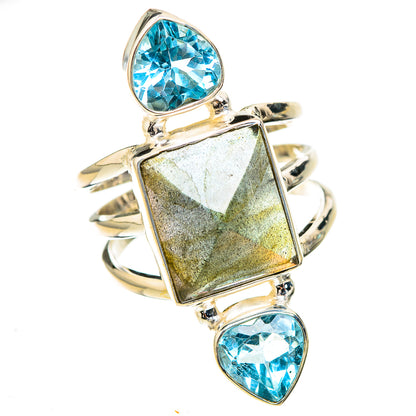 Labradorite, Blue Topaz Rings handcrafted by Ana Silver Co - RING126879 - Photo 2