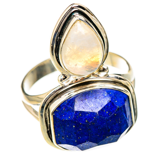 Lapis Lazuli, Rainbow Moonstone Rings handcrafted by Ana Silver Co - RING126886 - Photo 2