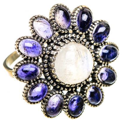 Rainbow Moonstone, Tanzanite Rings handcrafted by Ana Silver Co - RING126894 - Photo 2