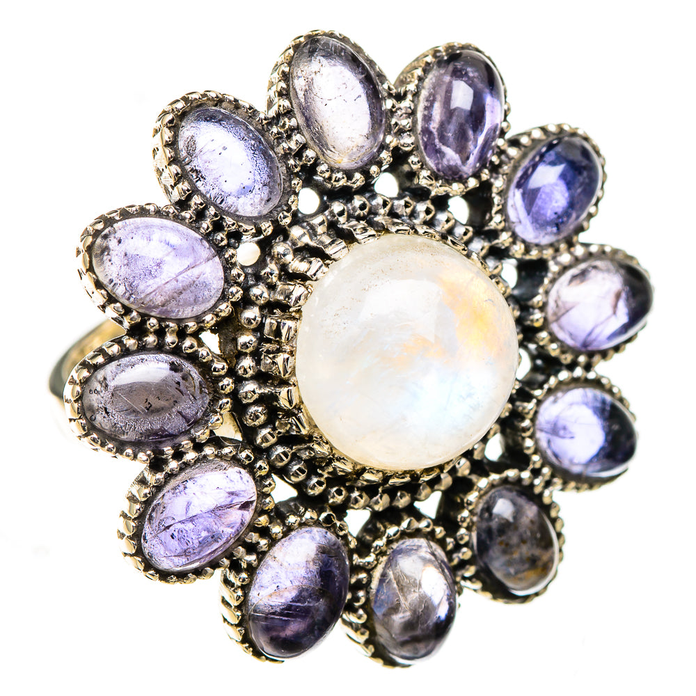 Rainbow Moonstone, Tanzanite Rings handcrafted by Ana Silver Co - RING126896 - Photo 2