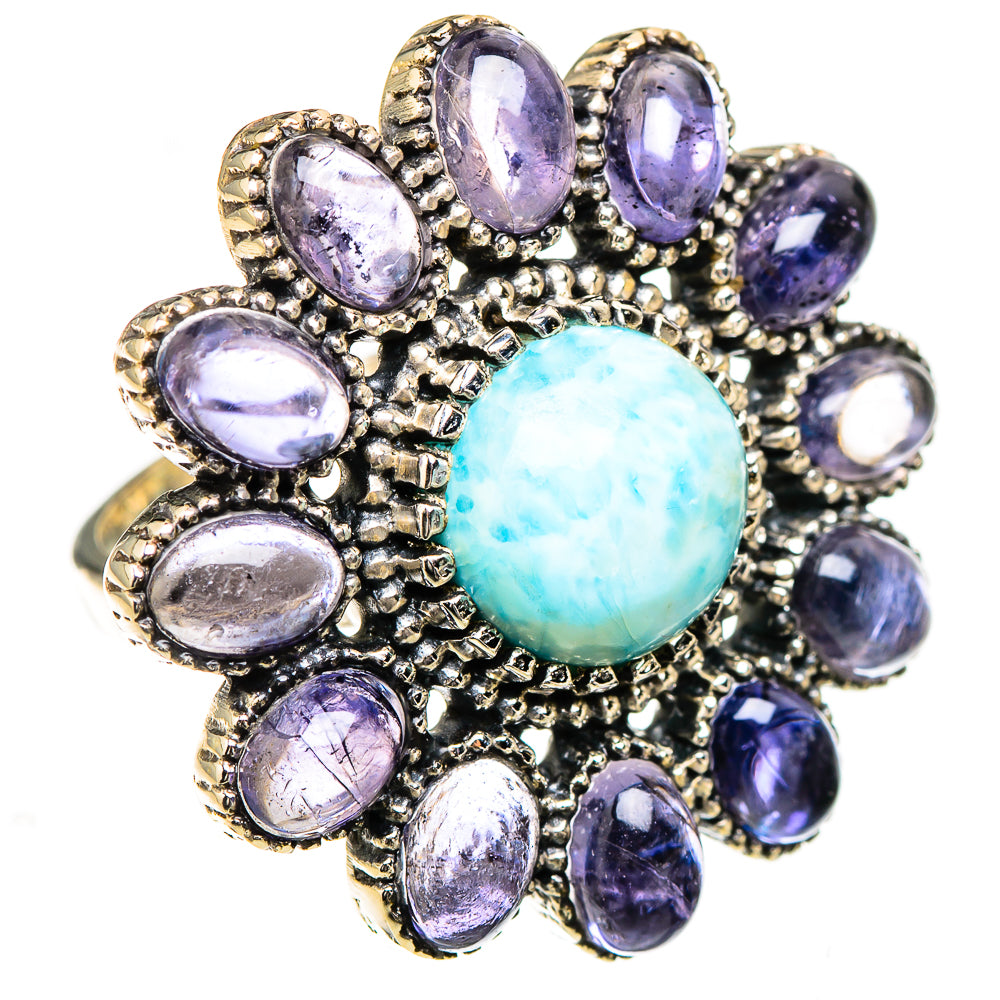 Larimar, Tanzanite Rings handcrafted by Ana Silver Co - RING126901 - Photo 2