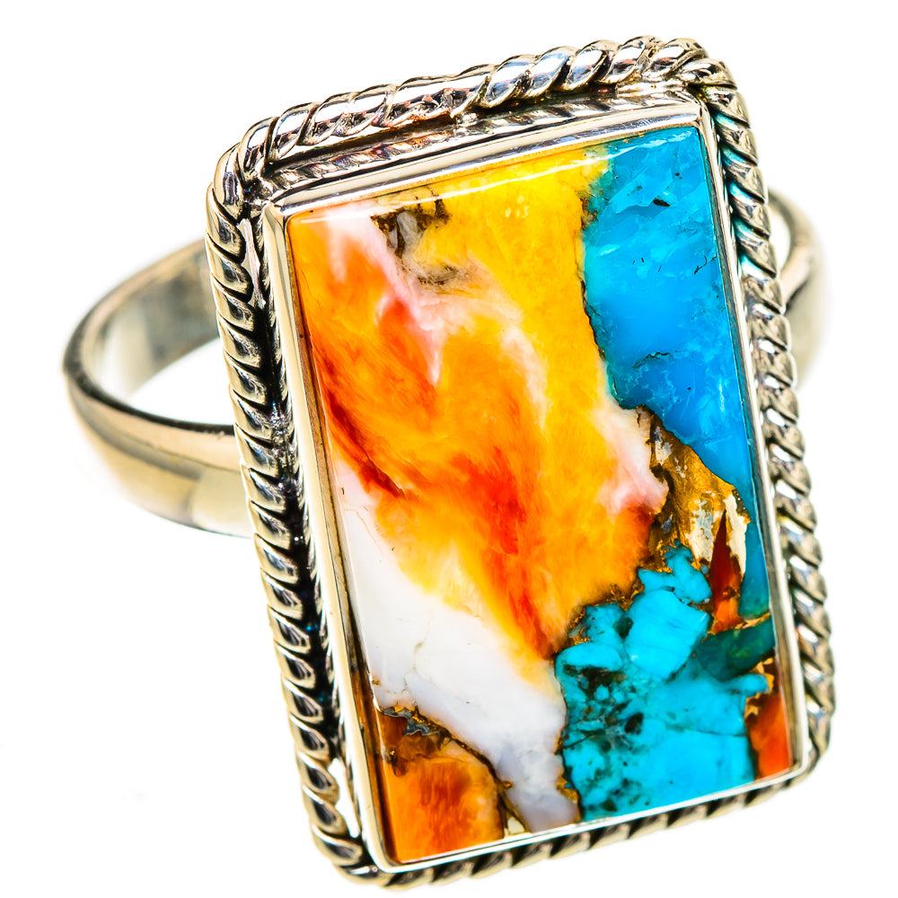 Spiny Oyster Turquoise Rings handcrafted by Ana Silver Co - RING126905 - Photo 2