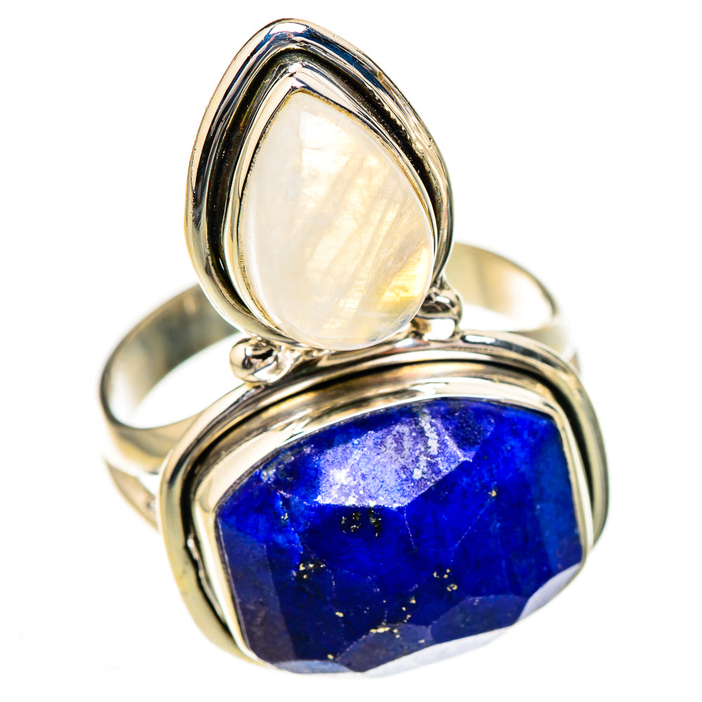 Lapis Lazuli, Rainbow Moonstone Rings handcrafted by Ana Silver Co - RING126912 - Photo 2