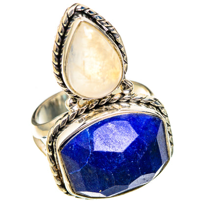 Lapis Lazuli, Rainbow Moonstone Rings handcrafted by Ana Silver Co - RING126914 - Photo 2