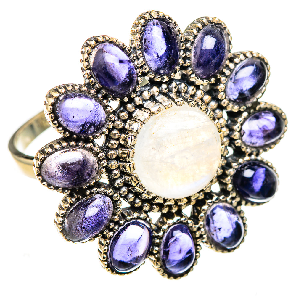 Rainbow Moonstone, Tanzanite Rings handcrafted by Ana Silver Co - RING126918 - Photo 2
