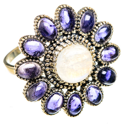 Rainbow Moonstone, Tanzanite Rings handcrafted by Ana Silver Co - RING126918 - Photo 2
