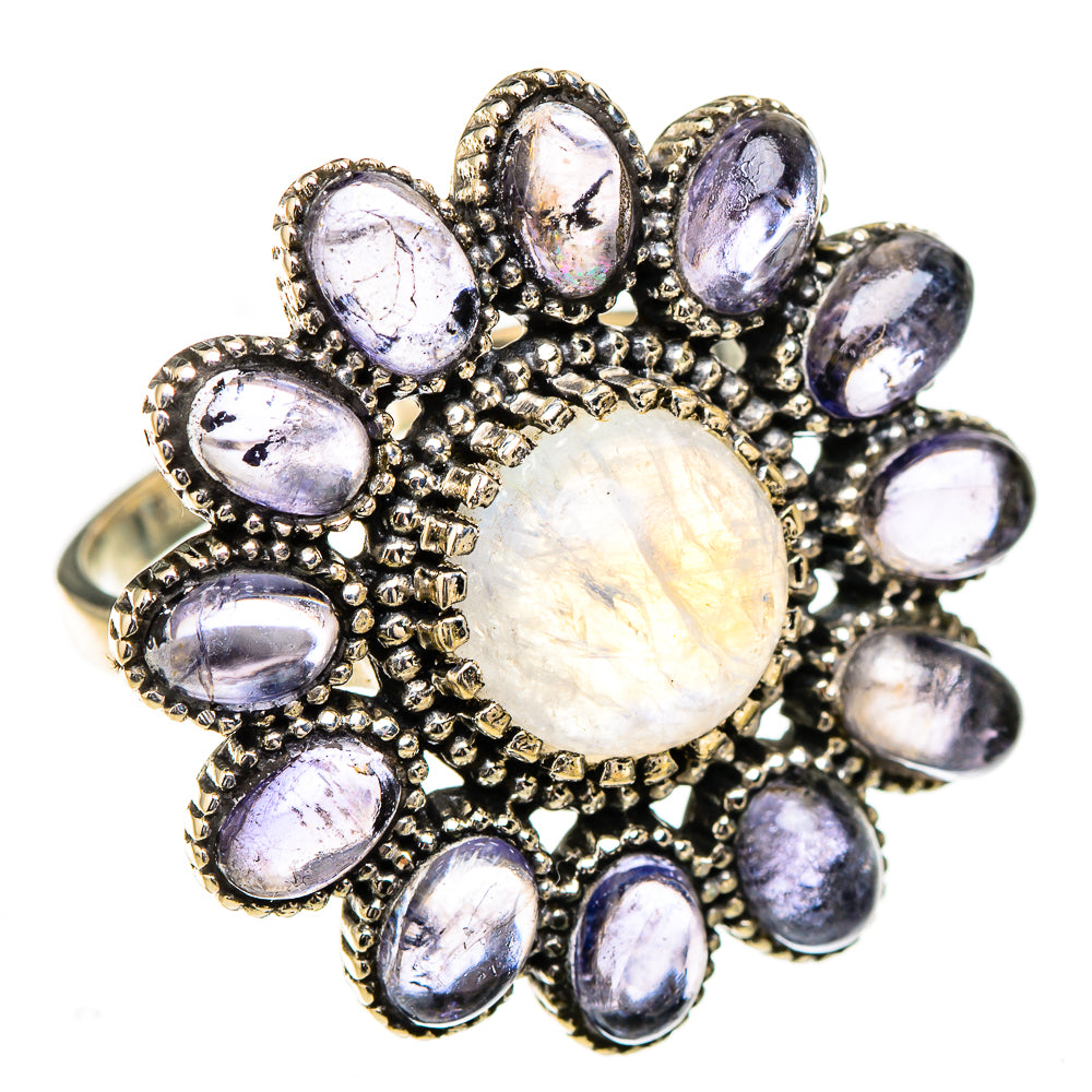 Rainbow Moonstone, Tanzanite Rings handcrafted by Ana Silver Co - RING126920 - Photo 2