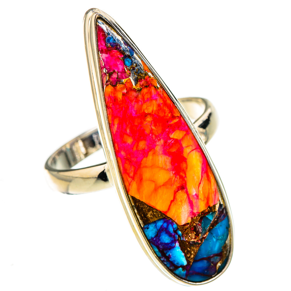 Kingman Pink Dahlia Turquoise Rings handcrafted by Ana Silver Co - RING126928 - Photo 2