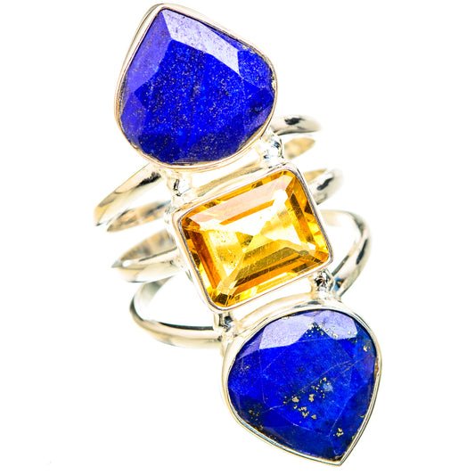 Lapis Lazuli, Citrine Rings handcrafted by Ana Silver Co - RING126934 - Photo 2
