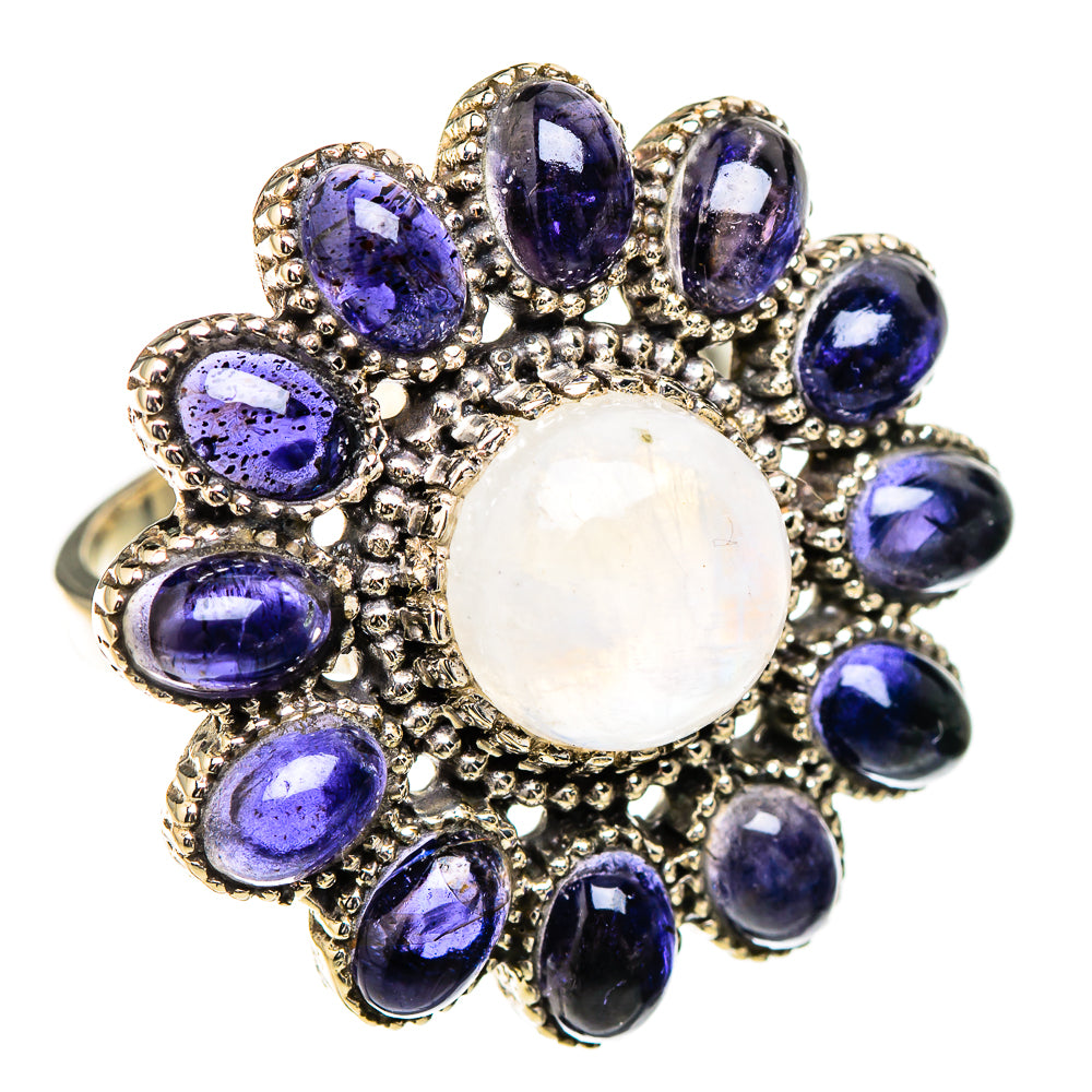 Rainbow Moonstone, Tanzanite Rings handcrafted by Ana Silver Co - RING126940 - Photo 2