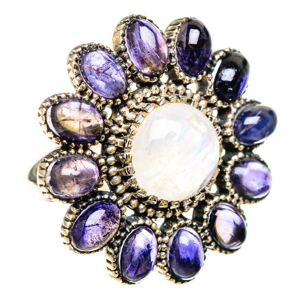 Rainbow Moonstone, Tanzanite Rings handcrafted by Ana Silver Co - RING126942 - Photo 2