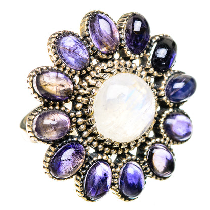 Rainbow Moonstone, Tanzanite Rings handcrafted by Ana Silver Co - RING126942 - Photo 2