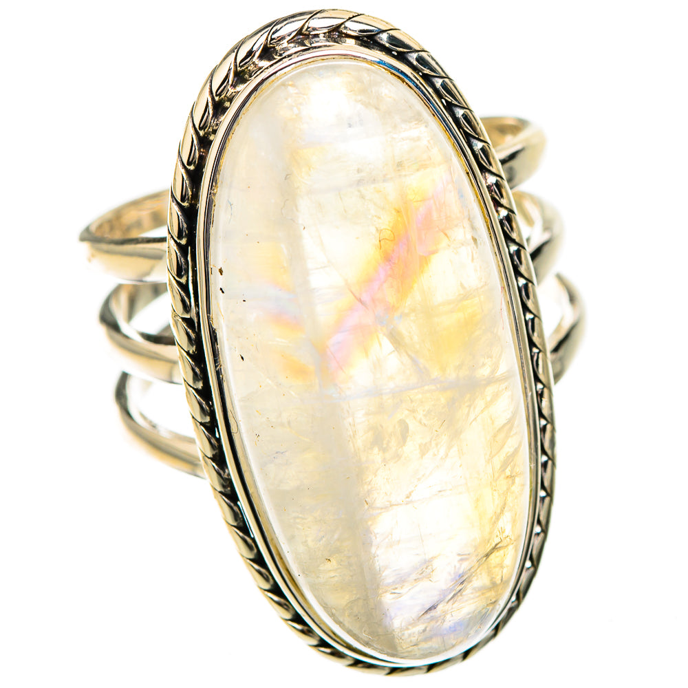 Rainbow Moonstone Rings handcrafted by Ana Silver Co - RING126946 - Photo 2