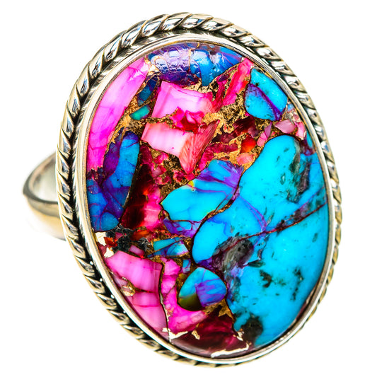 Kingman Pink Dahlia Turquoise Rings handcrafted by Ana Silver Co - RING126948 - Photo 2