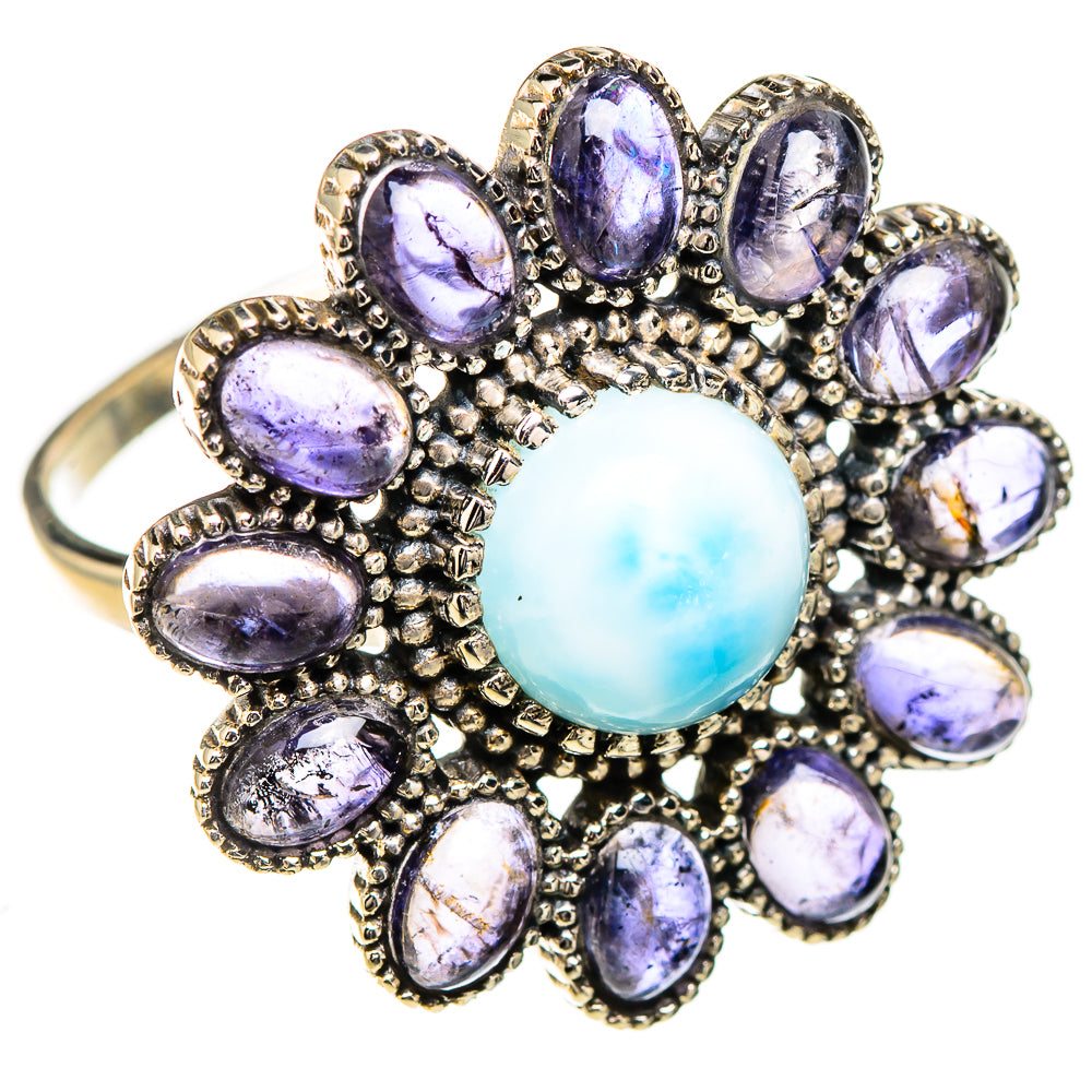 Larimar, Tanzanite Rings handcrafted by Ana Silver Co - RING126950 - Photo 2