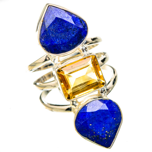Lapis Lazuli, Citrine Rings handcrafted by Ana Silver Co - RING126956 - Photo 2