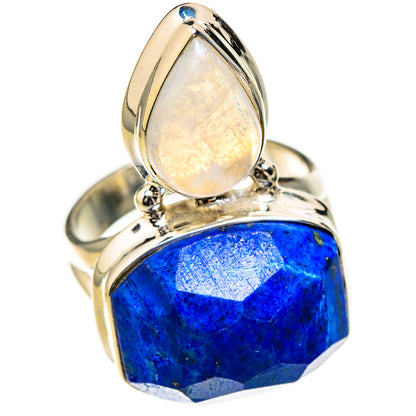 Lapis Lazuli, Rainbow Moonstone Rings handcrafted by Ana Silver Co - RING126958 - Photo 2