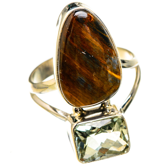 Golden Pietersite, Green Amethyst Rings handcrafted by Ana Silver Co - RING126959 - Photo 2
