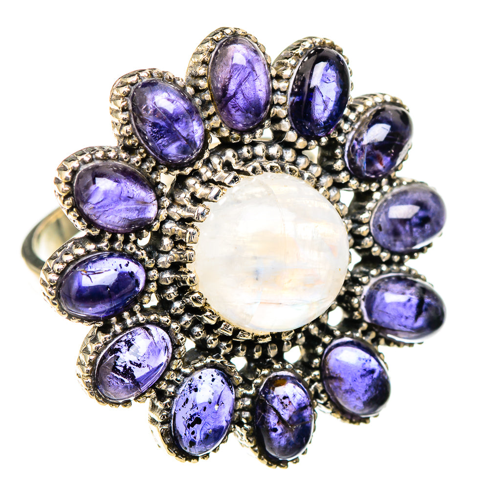 Rainbow Moonstone, Tanzanite Rings handcrafted by Ana Silver Co - RING126961 - Photo 2