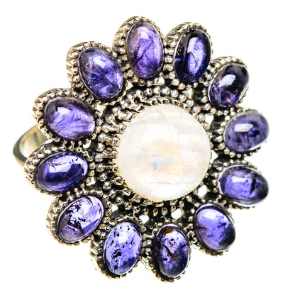 Rainbow Moonstone, Tanzanite Rings handcrafted by Ana Silver Co - RING126961 - Photo 2