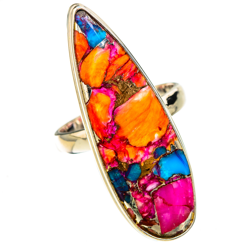 Kingman Pink Dahlia Turquoise Rings handcrafted by Ana Silver Co - RING126971 - Photo 2