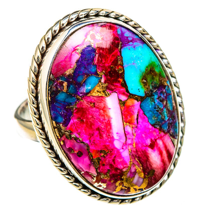 Kingman Pink Dahlia Turquoise Rings handcrafted by Ana Silver Co - RING126975 - Photo 2