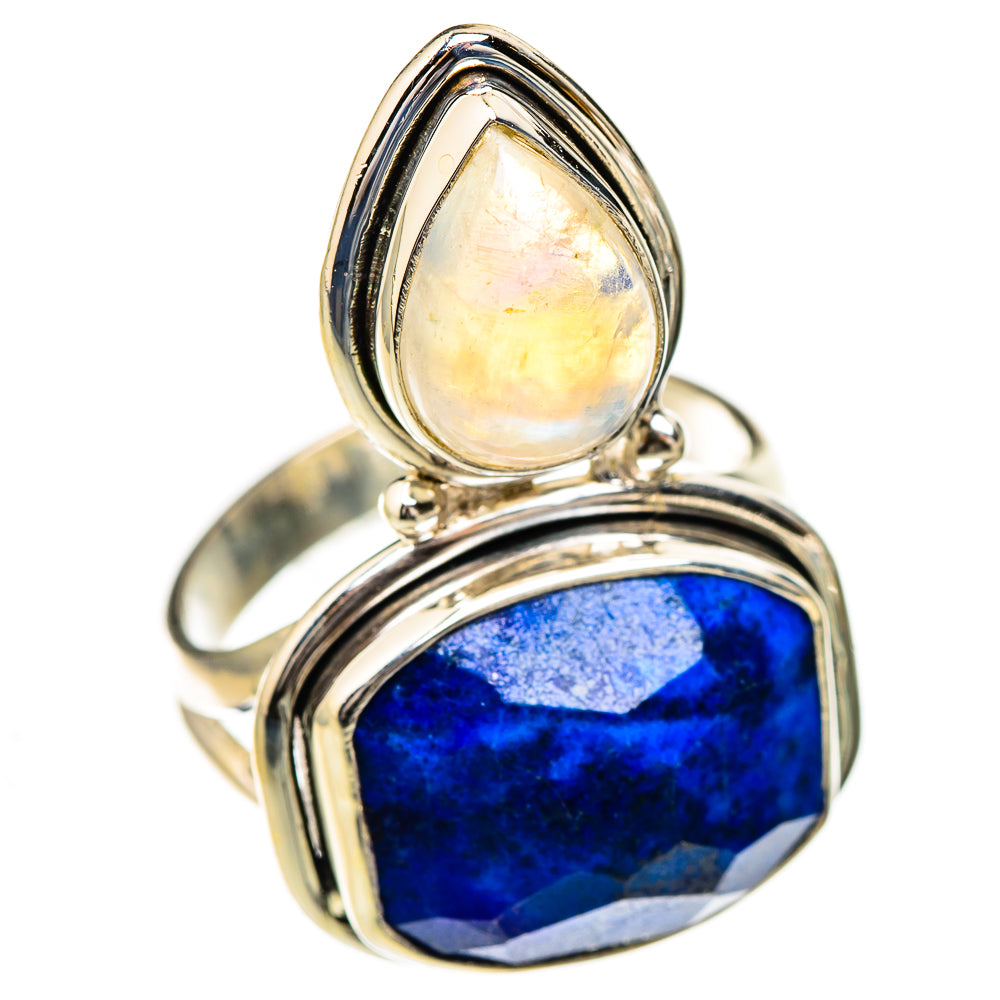 Lapis Lazuli, Rainbow Moonstone Rings handcrafted by Ana Silver Co - RING126978 - Photo 2