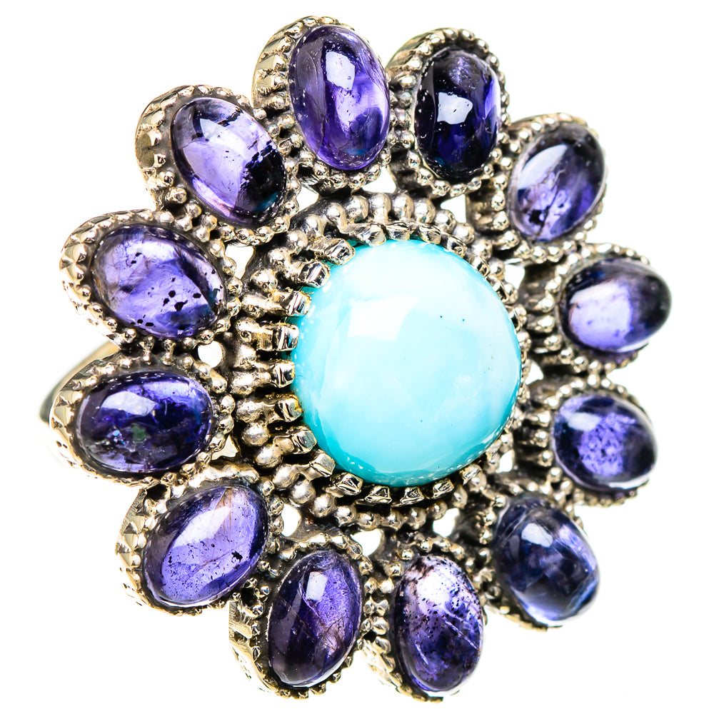 Larimar, Tanzanite Rings handcrafted by Ana Silver Co - RING126990 - Photo 2