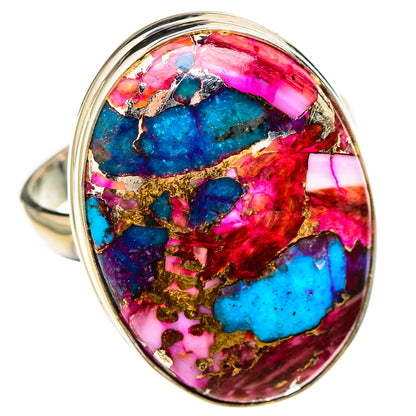 Kingman Pink Dahlia Turquoise Rings handcrafted by Ana Silver Co - RING126992 - Photo 2