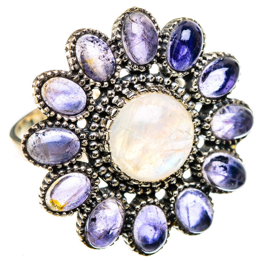 Rainbow Moonstone, Tanzanite Rings handcrafted by Ana Silver Co - RING127007 - Photo 2