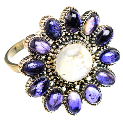 Rainbow Moonstone, Tanzanite Rings handcrafted by Ana Silver Co - RING127009 - Photo 2