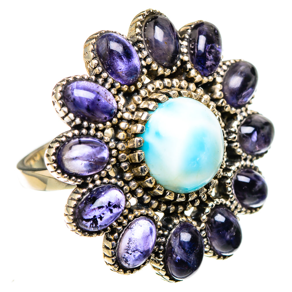 Larimar, Tanzanite Rings handcrafted by Ana Silver Co - RING127014 - Photo 2