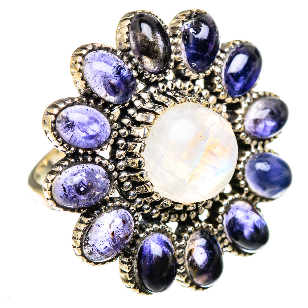 Rainbow Moonstone, Tanzanite Rings handcrafted by Ana Silver Co - RING127026 - Photo 2
