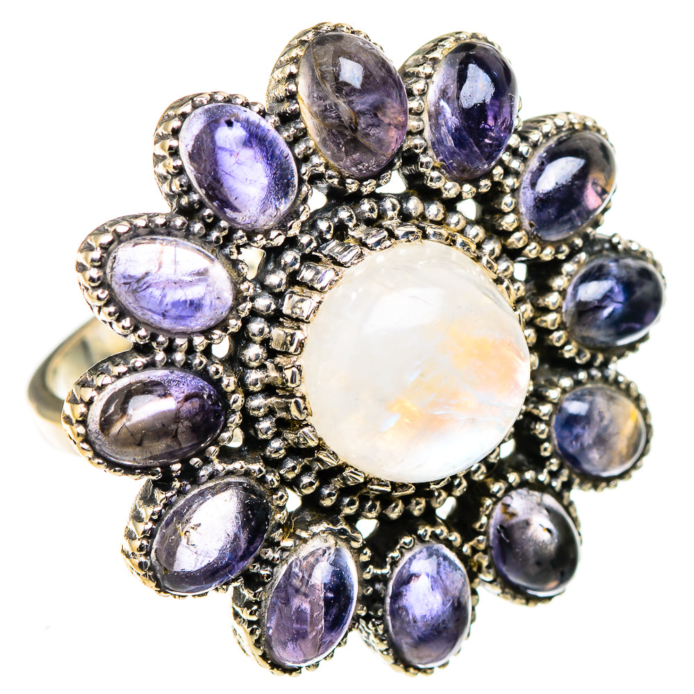 Rainbow Moonstone, Tanzanite Rings handcrafted by Ana Silver Co - RING127028 - Photo 2