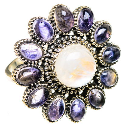 Rainbow Moonstone, Tanzanite Rings handcrafted by Ana Silver Co - RING127028 - Photo 2