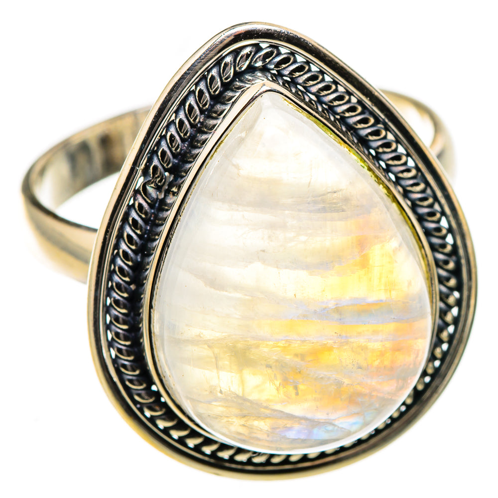 Rainbow Moonstone Rings handcrafted by Ana Silver Co - RING127032 - Photo 2