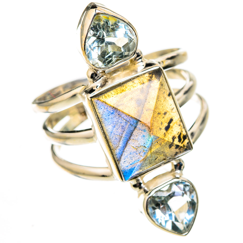Labradorite, Blue Topaz Rings handcrafted by Ana Silver Co - RING127038 - Photo 2