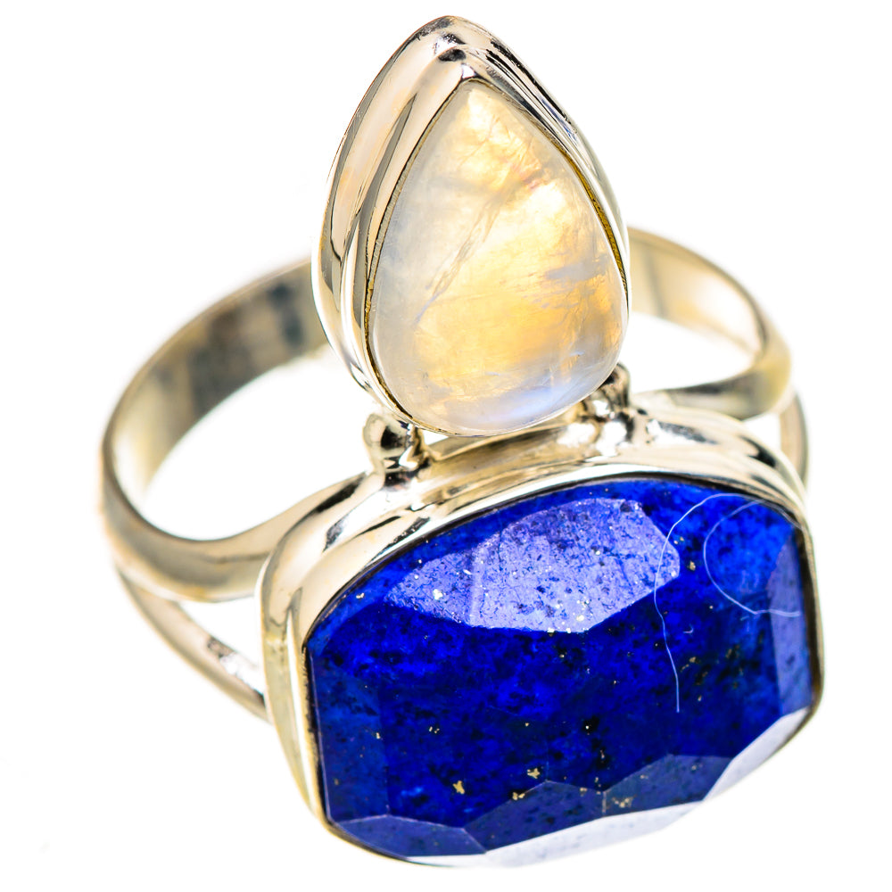Lapis Lazuli, Rainbow Moonstone Rings handcrafted by Ana Silver Co - RING127041 - Photo 2