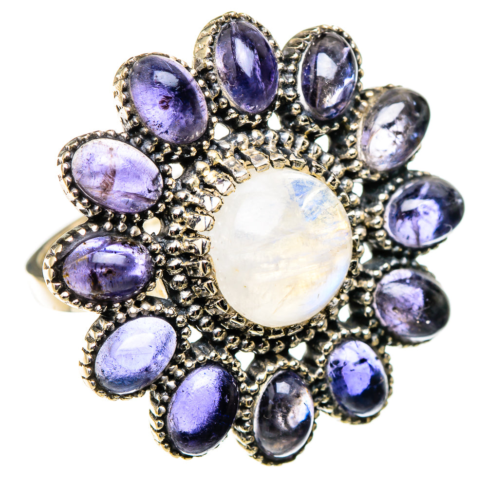 Rainbow Moonstone, Tanzanite Rings handcrafted by Ana Silver Co - RING127045 - Photo 2