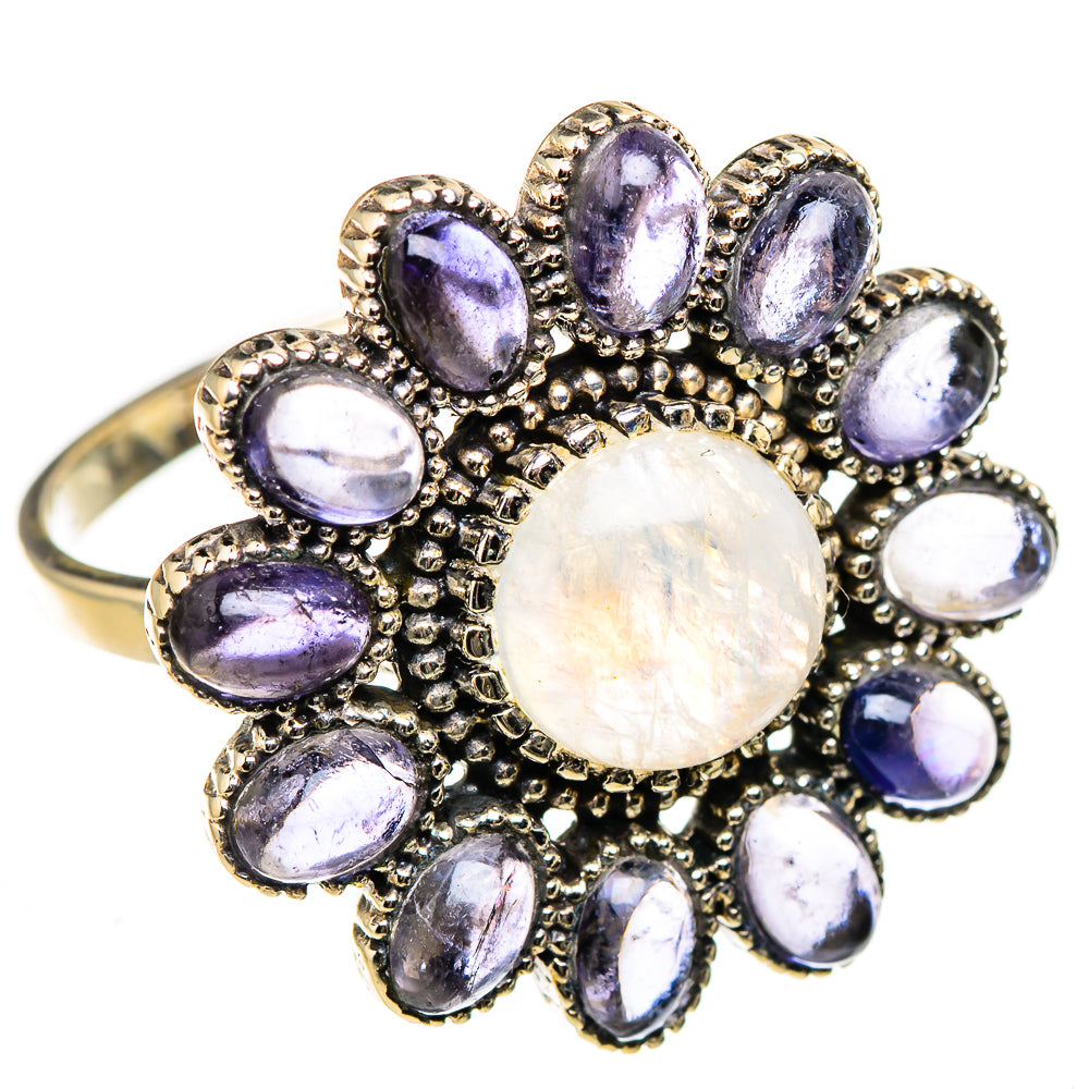 Rainbow Moonstone, Tanzanite Rings handcrafted by Ana Silver Co - RING127047 - Photo 2