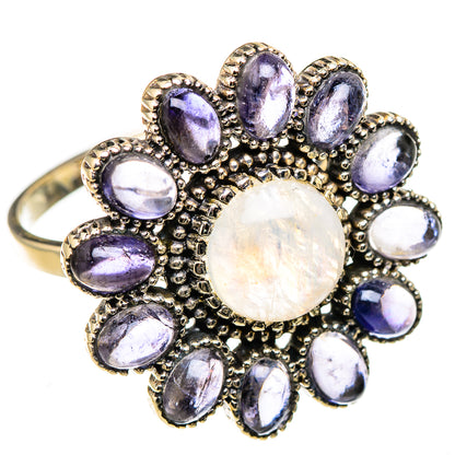 Rainbow Moonstone, Tanzanite Rings handcrafted by Ana Silver Co - RING127047 - Photo 2