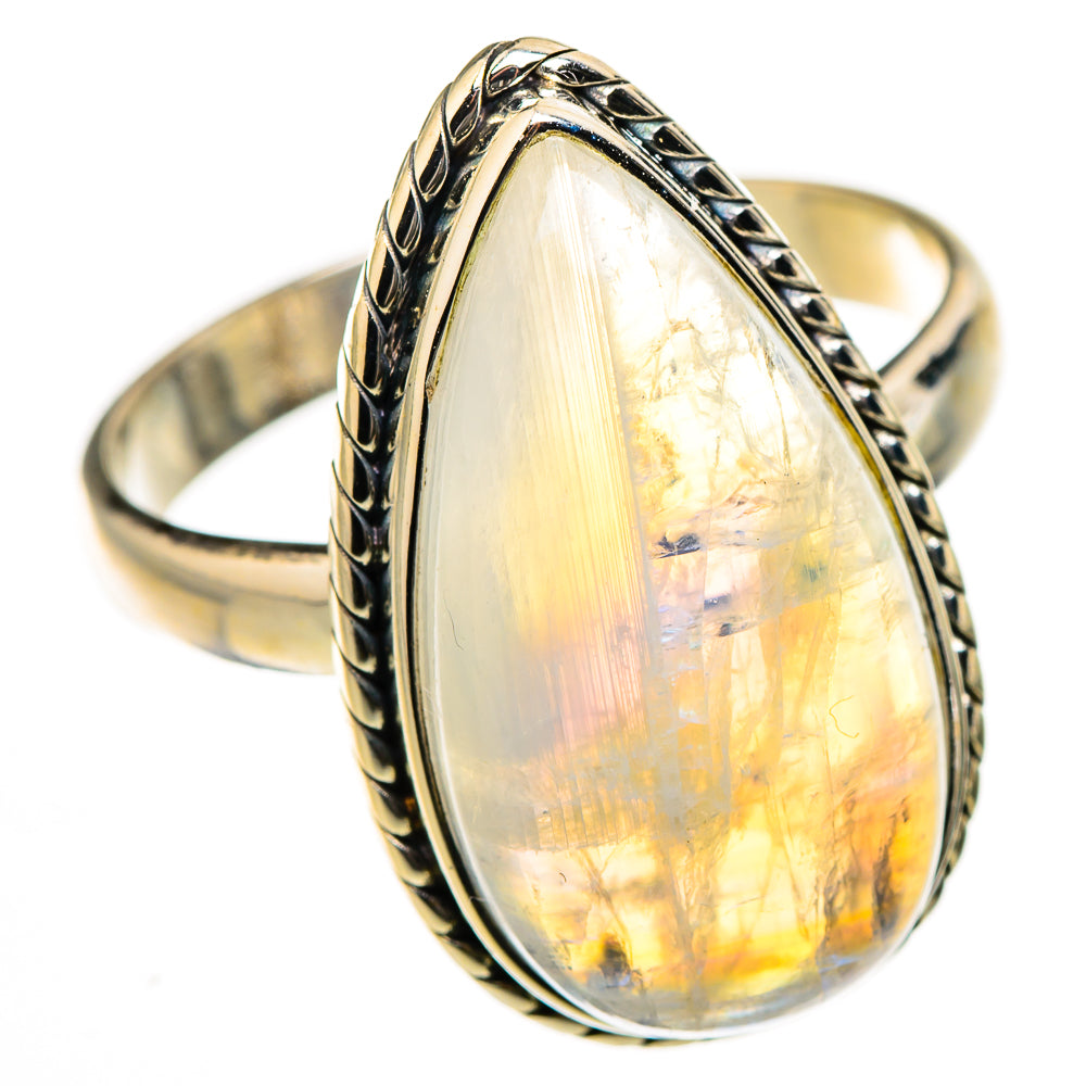 Rainbow Moonstone Rings handcrafted by Ana Silver Co - RING127051 - Photo 2