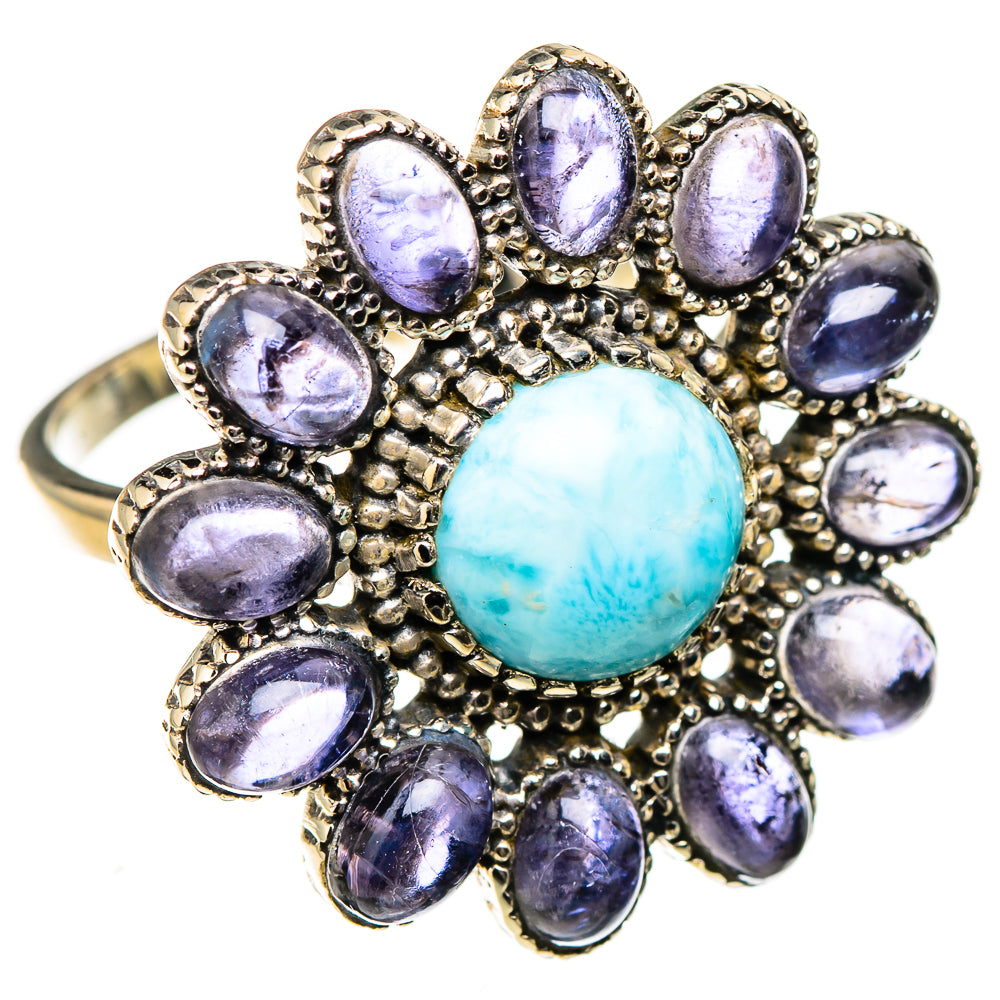 Larimar, Tanzanite Rings handcrafted by Ana Silver Co - RING127054 - Photo 2