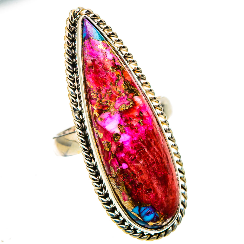 Kingman Pink Dahlia Turquoise Rings handcrafted by Ana Silver Co - RING127055 - Photo 2