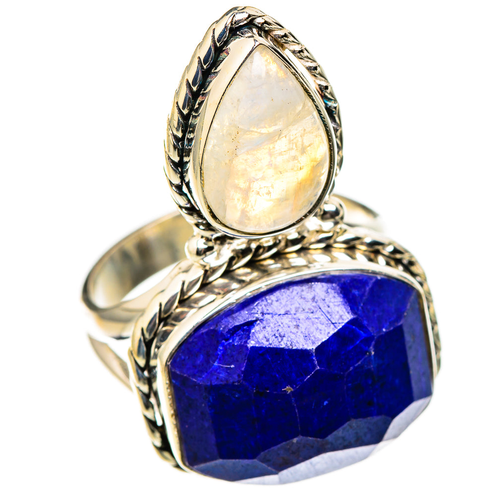 Lapis Lazuli, Rainbow Moonstone Rings handcrafted by Ana Silver Co - RING127057 - Photo 2