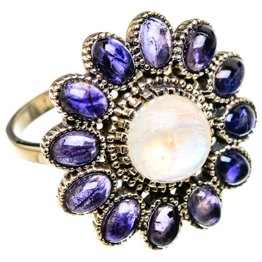 Rainbow Moonstone, Tanzanite Rings handcrafted by Ana Silver Co - RING127061 - Photo 2