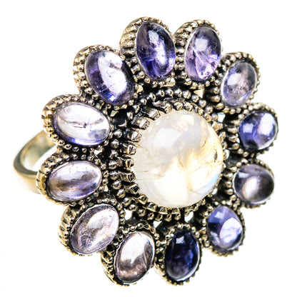Rainbow Moonstone, Tanzanite Rings handcrafted by Ana Silver Co - RING127063 - Photo 2