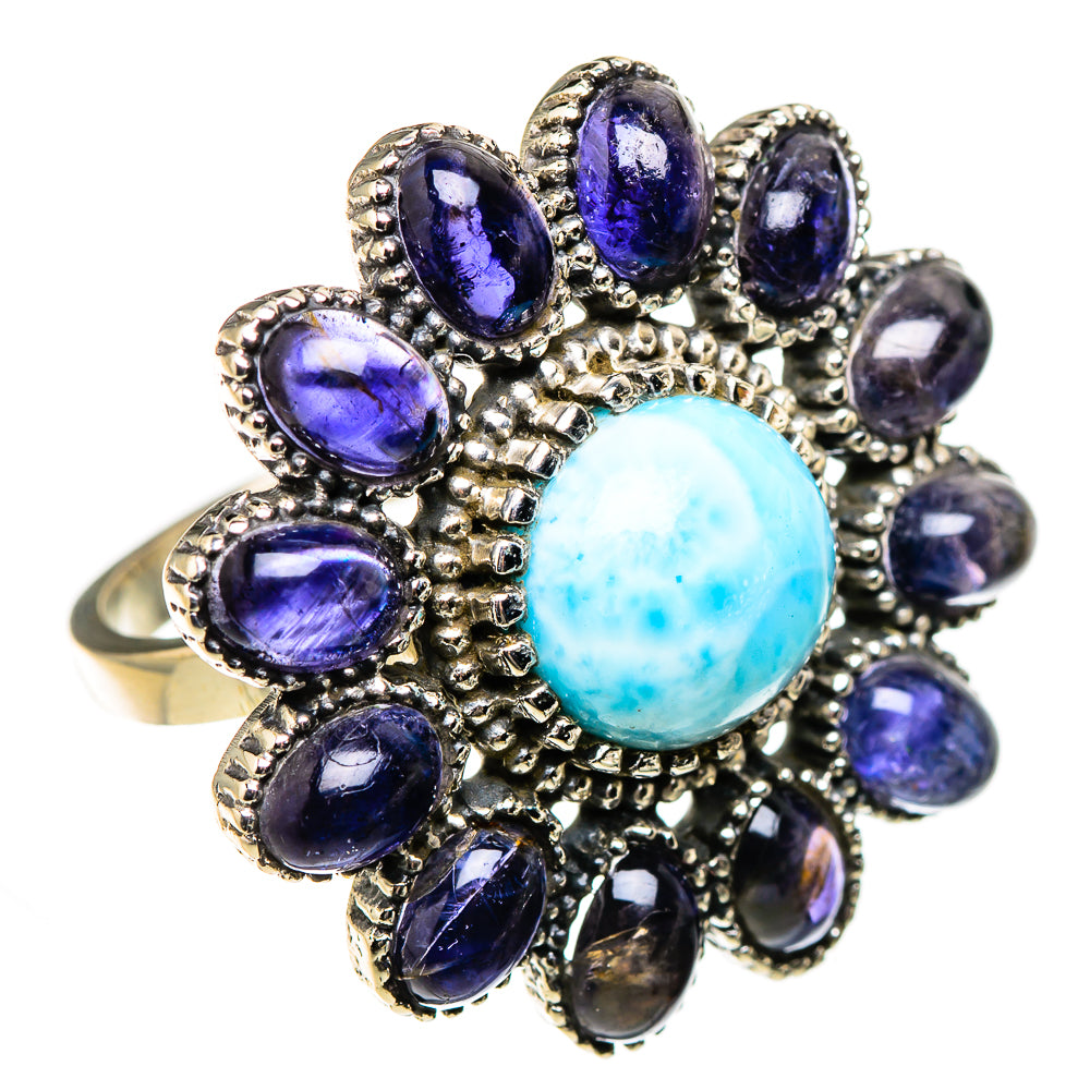 Larimar, Tanzanite Rings handcrafted by Ana Silver Co - RING127066 - Photo 2