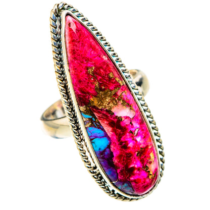 Kingman Pink Dahlia Turquoise Rings handcrafted by Ana Silver Co - RING127067 - Photo 2