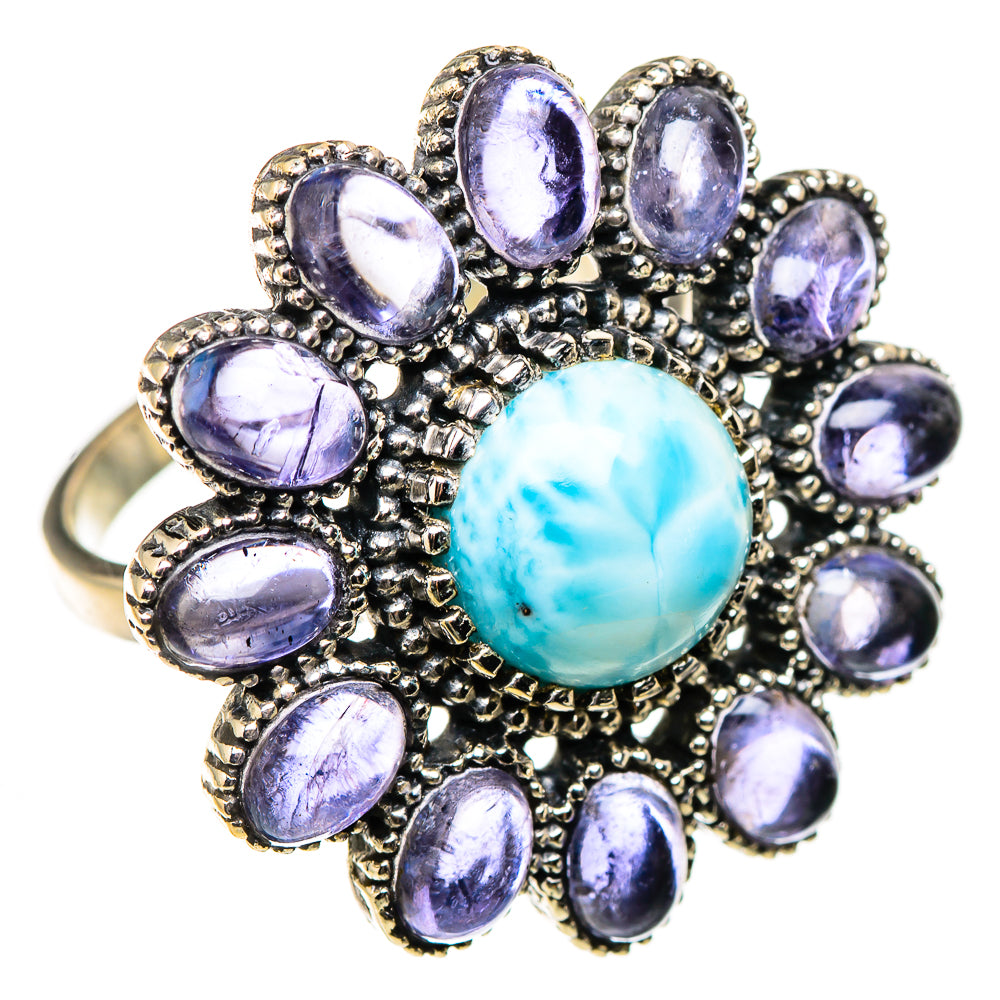 Larimar, Tanzanite Rings handcrafted by Ana Silver Co - RING127068 - Photo 2